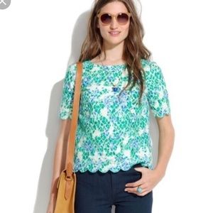 Madewell Painted Lace Bloom Scallop Top